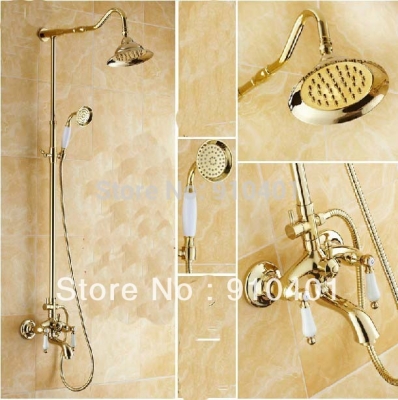 Wholesale And Retail Promotion Luxury Wall Mounted Round Rain Shower Faucet Set Dual Ceramic Tub Faucet Mixer