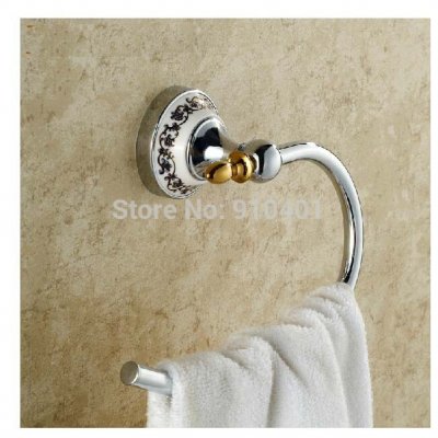 Wholesale And Retail Promotion Modern Chrome Brass Ceramic Base Towel Rack Hanger Round Towel Ring Towel Bar