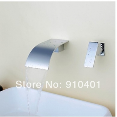 Wholesale And Retail Promotion Modern Wall Mounted Chrome Brass Waterfall Bathroom Basin Faucet Single Handle