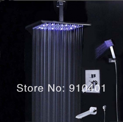 Wholesale And Retail Promotion NEW Luxury 3 Ways 12" LED Rain Shower Faucet Bathtub Mixer Tap Hand Shower Unit