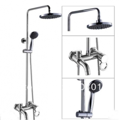 Wholesale And Retail Promotion NEW Wall Mounted Bathroom Shower Faucet Set 8" Round Rain Tub Mixer Tap Chrome