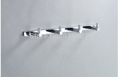 Wholesale And Retail Promotion NEW Wall Mounted Chrome Brass Bathroom Towel Coat Hooks Robe Hook Hanger 4 Pegs [Hook & Hangers-3117|]