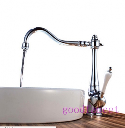 Wholesale And Retail Promotion Polished Chrome Brass Kitchen Mixer Tap Vessel Sink Faucet Single Ceramic Handle