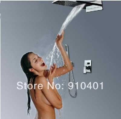 Wholesale And Retail Promotion Wall Mounted Bathroom 22" Rain Shower Faucet Single Handle Valve + Hand Shower