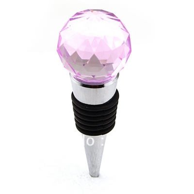 Wine Bottle Stoppers Wedding Favors Gifts Round/Diamond Shaped Pink Crystal Handle Rubber Stopper