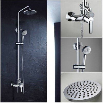 wholesale and retail Promotion NEW Wall Mounted Faucet Set Mixer Tap Single Handle W/8"Round Rain Shower Head