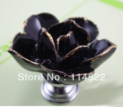 zinc alloy with hand made ceramic black flower knobs handles new item cabinet pull kitchen cupboard knob kids drawer knobs MG-18