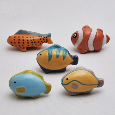 10pcs Cartoon Fish Ocean Style ceramic Furniture Handle/Knob, Kids Bedroom Cabinet Cupboard Drawer Knob Pulls Handle