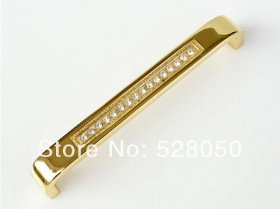 10pcs/lot Gold Plated Zinc Alloy Crystal Modernb Kitchen Cabinet Handles and Dresser Pulls(C.C.: 128mm)