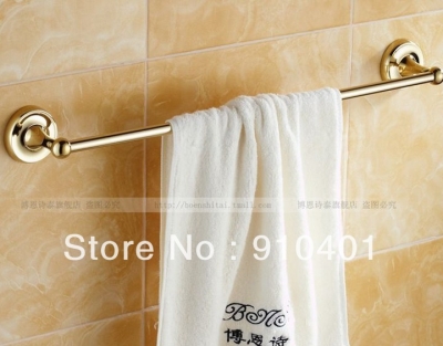 Wholesale And Retail Promotion Bathroom Polished Golden Finish Solid Brass Towel Rack Holder Single Bar Holder