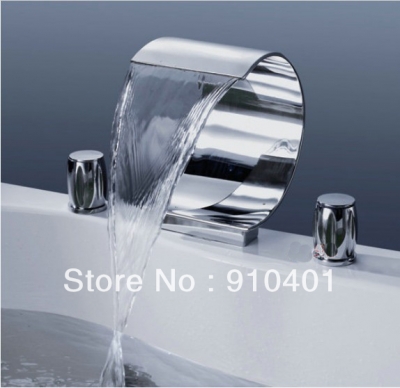 Wholesale And Retail Promotion Deck Mounted Chrome Brass Bathroom Basin Faucet Waterfall Spout Sink Mixer Tap