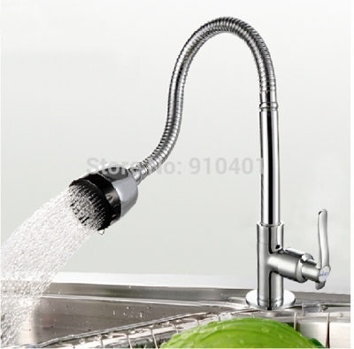 Wholesale And Retail Promotion Deck Mounted Chrome Brass Kitchen Faucet Single Handle Vessel Sink Faucet Tap