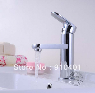 Wholesale And Retail Promotion Deck Mounted Chrome Finish Solid Brass Bathroom Basin Faucet Single Handle Mixer