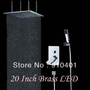 Wholesale And Retail Promotion LED Wall Mounted 20" Rain Shower Faucet Set Single Handle Hand Shower Mixer Tap