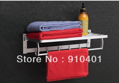 Wholesale And Retail Promotion NEW Fashion Hotel Home Foldable Towel Rack Holder Towel Bar W/ Hooks Aluminium