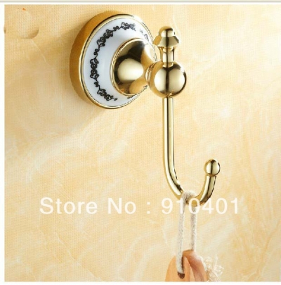 Wholesale And Retail Promotion NEW Polished Gold Wall Mounted Bathroom Kitchen Hooks Robe Towel Clothes Hangers