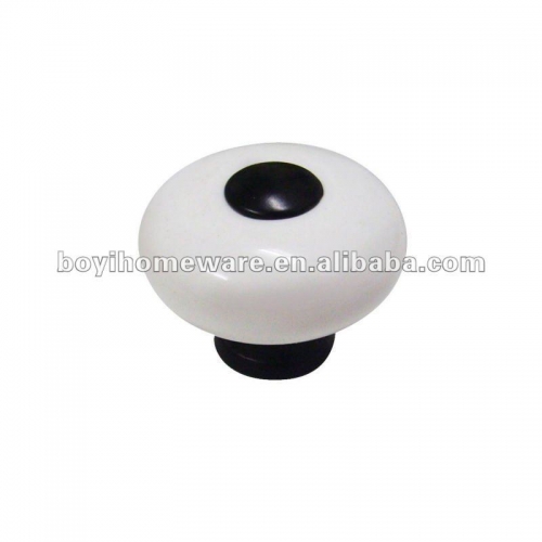 white round ceramic knob cupboard handles wholesale and retail shipping discount 100pcs /lot AS0-BK
