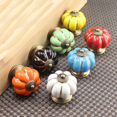 - 15pcs pumpkin Ceramic knob for Kids/ Children, Kitchen Ceramic Door Cabinets Cupboard knob and handles Dia 40mm