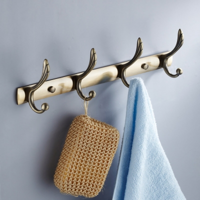 Antique bathroom stainless steel clothes hook row hook antique brass robe hook door after the coat hooks [BathroomAccessories-34|]