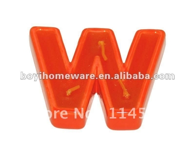 Ceramic letter and number colored candle holders with wax orange letter W candle wholesale & retail 500pcs/lot shipping discount
