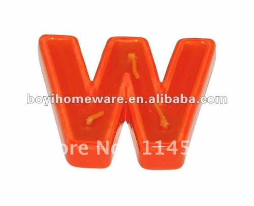 Ceramic letter and number colored candle holders with wax orange letter W candle wholesale & retail 500pcs/lot shipping discount