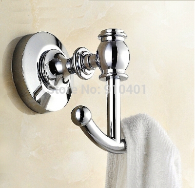 Wholesale And Promotion Chrome Brass Wall Mounted Towel Robe Hooks Dual Clothes Hangers Bathroom Hooks [Hook & Hangers-3119|]
