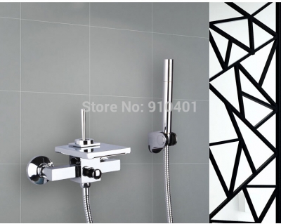 Wholesale And Retail Promotin Wall Mounted Waterfall Bathroom Tub Faucet Sink Mixer Tap W/ Hand Shower Chrome