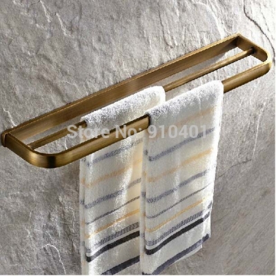 Wholesale And Retail Promotion Bathroom Antique Brass Dual Towel Bars Hangers Wall Mounted Towel Rack Holder