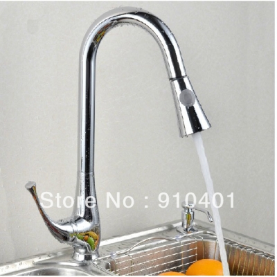 Wholesale And Retail Promotion Chrome Brass Pull Out Kitchen Faucet Swivel Spout Sink Mixer Tap Dual Sprayer [Chrome Faucet-1006|]