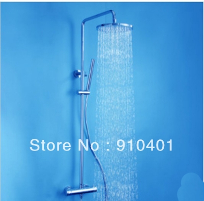Wholesale And Retail Promotion Luxury Thermostatic Shower Faucet Set 8" Rain Shower Head + Hand Shower Chrome