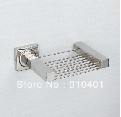 Wholesale And Retail Promotion Modern Square Brushed Nickel Solid Brass Wall Mounted Soap Dish Holder Basket