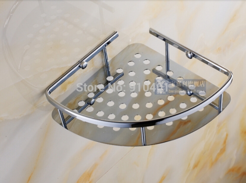Wholesale And Retail Promotion NEW Chrome Brass Wall Mounted Bathroom Shelf Cosmetic Corner Basket Single Tier