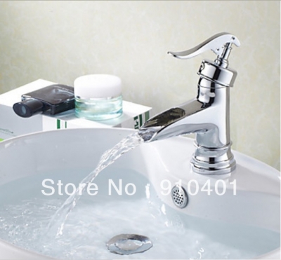Wholesale And Retail Promotion Polished Chrome Brass Waterfall Bathroom Basin Faucet Single Handle Sink Mixer