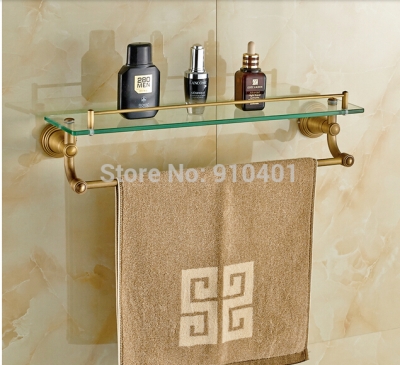 Wholesale And Retail Promotion Wall Mounted Bathroom Shelf Antique Brass Shower Caddy Storage With Towel Holder