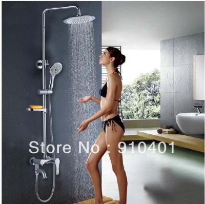 Wholesale And Retail Promotion Wall Mounted Round Rain Shower Faucet Set Bathroom Tub Mixer Tap W/ Soap Dish