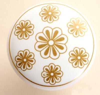 Free Shipping gold flower Drawer Knobs / Kids Children Handle Pulls/ kids knob Kitchen Ceramic cabinet knob 5pcs/lot with screws