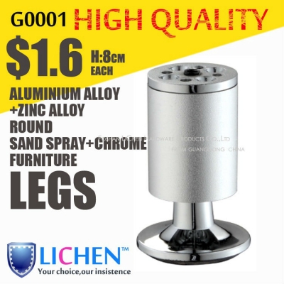Round Aluminium alloy legs Height 8cm furniture Legs&Cabinet Legs&sand spray legs(4 pieces/lot) LICHEN sofa feet B0001-80
