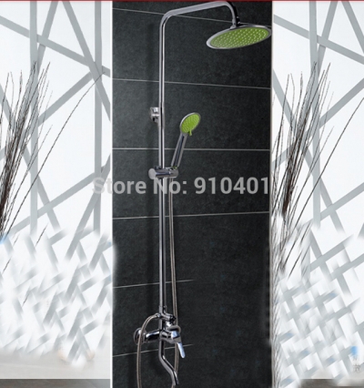 Whole Sale And Retail Promotion Wall Mounted 8" Green Rain Shower Head Single Handle Tub Mixer Tap Hand Shower