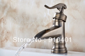 Wholesale And Retail Promotion Antique Bronze Deck Mounted Waterfall Bathroom Basin Faucet Single Handle Mixer