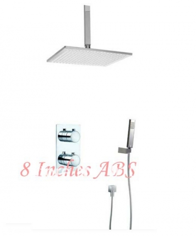 Wholesale And Retail Promotion Celling Mounted 8" ABS Shower Head Thermostatic Shower Valve Dual Handles Mixer