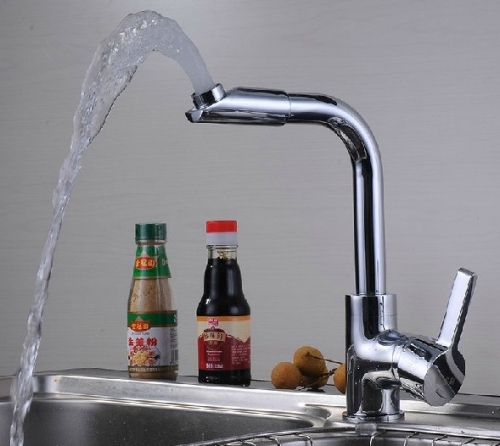 Wholesale And Retail Promotion Chrome Brass 360 Swivel Spout Single Handle Kitchen Sink Faucet Mixer Tap