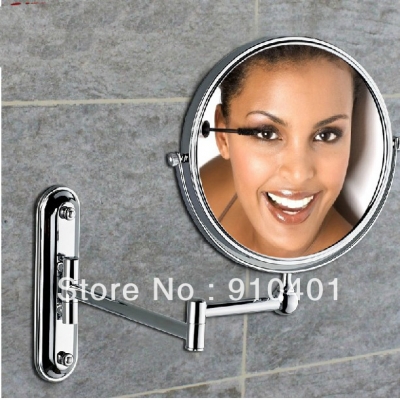 Wholesale And Retail Promotion Chrome Brass Fold Wall Mounted Bathroom Double Side Magnifying Makeup Mirror