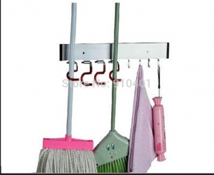 Wholesale And Retail Promotion Modern 19 Inches Bathroom Mop & Broom Holder Home Cleaning Tools Hanger W/ Hooks