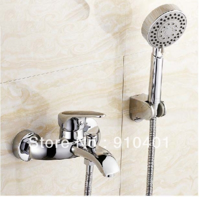 Wholesale And Retail Promotion NEW Euro Style Bathroom Tub Faucet With ABS Hand Shower Mixer Tap Wall Mounted