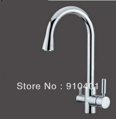 Wholesale And Retail Promotion New Fashion Dual Handles Solid Brass Kitchen Pure Faucet Vessel Sink Mixer Tap