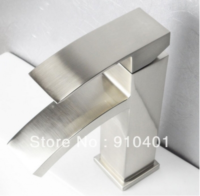 Wholesale And Retain Promotion Brushed Nickel Bathroom Waterfall Basin Faucet Vanity Sink Mixer Tap Single Hole