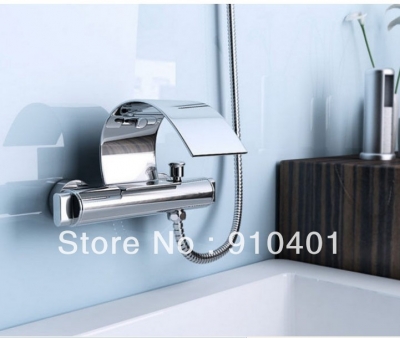 Wholesale/ Retail Promotion Wall Mounted Chrome Brass Bathroom Waterfall Basin Faucet Bathtub Sink Mixer Tap
