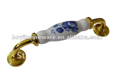 dresser parts blue and white ceramic drawer knobs wholesale and retail shipping discount 50pcs/lot I57-BGP