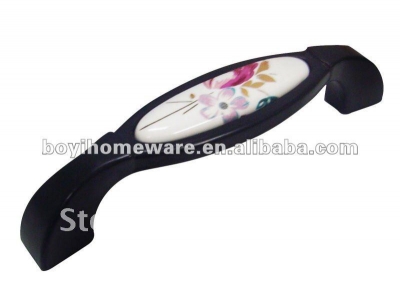 flower pattern ceramic knob handle wholesale and retail shipping discount 50pcs /lot H09-BK