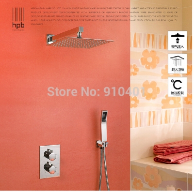 wholesale and retail Promotion NEW Chrome Brass Thermostatic 8" Rain Shower Faucet Mixer Tap With Hand Shower